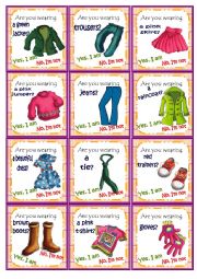 English Worksheet: Clothes Go fish