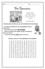 Time expressions - wordsearch