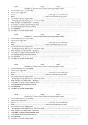English Worksheet: Finishing the sentences after the words 