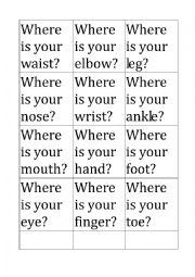 English Worksheet: Where is your... yhe body parts