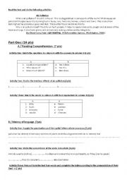 English Worksheet: reading comprehension 