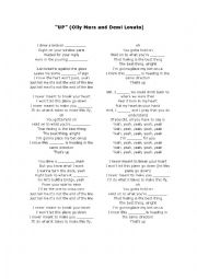 English Worksheet: Song: 