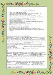 English Worksheet: A ROMANTIC STORY