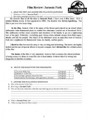English Worksheet: Writing a Film Review: A Useful Sample and Planning Sheet for Teachers