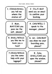 English Worksheet: Snap game - modal verbs