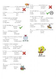 English Worksheet: was were