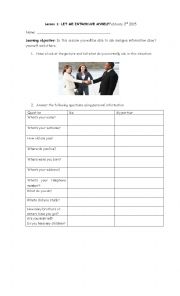 English Worksheet: Introducing Myself
