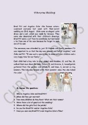 English Worksheet: Brad Pitt and Angelina Jolies wedding