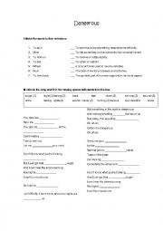 English Worksheet: Dangerous song by David Guetta