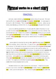 English Worksheet:  Phrasal verbs in a short story  