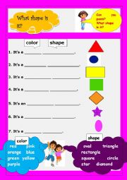 English Worksheet: shape and color