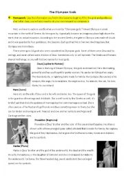 English Worksheet: Brief Introduction on The Olympian Gods