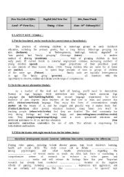 English Worksheet: English mid-term tests 4th F and 3rd F Arts & Sc.