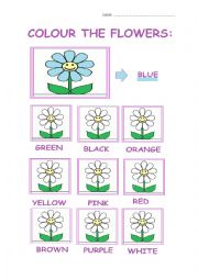 English Worksheet: Colouring activity (learn the colours)