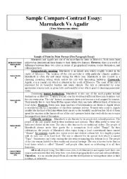 English Worksheet: Sample Compare-Contrast Essay:   Marrakech Vs Agadir 