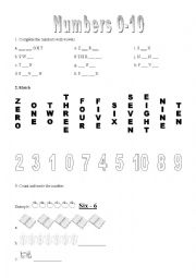 English Worksheet: Numbers 0 - 10