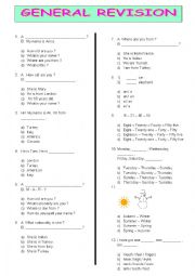 English Worksheet: GENERAL REVISION TEST