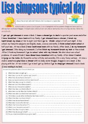 English Worksheet: lisa simpsons typical day 