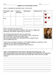 English Worksheet: Friends reading and writing