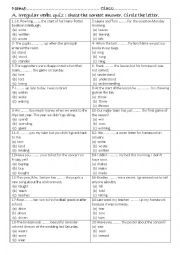 Irregular verbs quiz or test