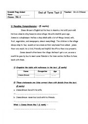 English Worksheet: End-term test  2 ( 7 th form )