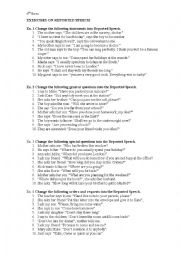 English Worksheet: Reported Speech