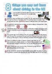 English Worksheet: 8 things you may not know about driving in the UK