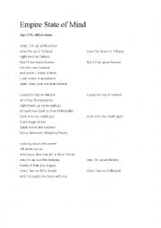 English Worksheet: Song: Empire State of Mind