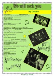 English Worksheet: Queen - We will rock you (A song worksheet)