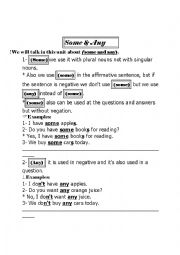 English Worksheet: any - some