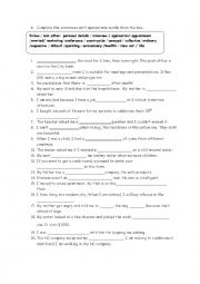 English Worksheet: Vocabulary revision 