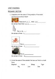 English Worksheet: The primary sector- Jobs