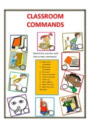 English Worksheet: Classroom Commands