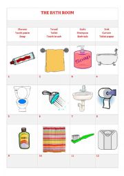 English Worksheet: The bathroom 