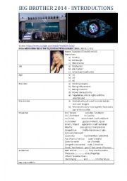 English Worksheet: Big Brother UK (Part 1)- Listening to Introductions