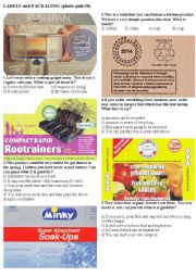 English Worksheet: LABELS AND PACKAGING #8 (10 photos on 2 pages)