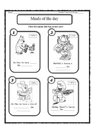 English Worksheet: Meals of the day