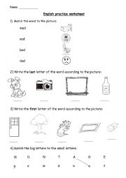 English Worksheet: Practice worksheet for ESL students