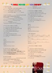 I will Never let you down - Listening Worksheet