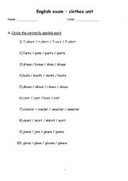 English Worksheet: clothes unit - summarizing activity