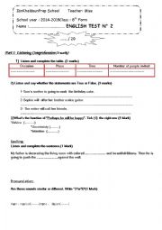 English Worksheet: 8 th form test 2