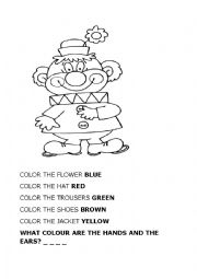 English Worksheet: Read and color