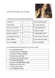English Worksheet: Ka-ching by Shania Twain