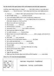 English Worksheet: Table manners 