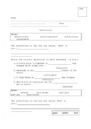 English Worksheet: Adjectives - Revision
