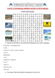 English Worksheet: environment word-search puzzle