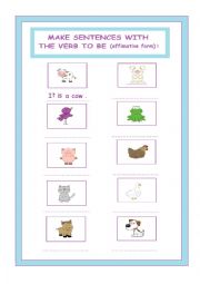 English Worksheet: Animals (verb to be)