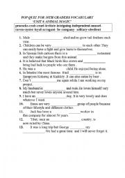 English Worksheet: vocabulary for ntermediate 