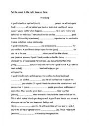 English Worksheet: Friendship