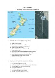 English Worksheet: New Zealand/ Queenstown - the adventure capital of the world